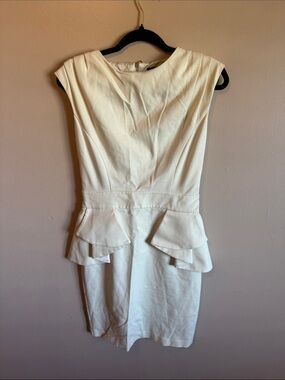 Ted Baker London Cream Peplum Sheath Dress with Cap Sleeves